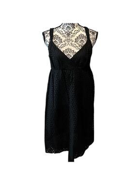 Vince NWT Eyelet Babydoll Mini Dress size 8 Black